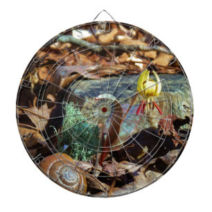 Yellow and Plum Trout Lily and Snail Shell Dartboard