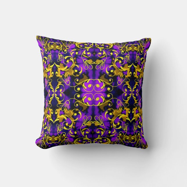 Yellow and Purple Abstract Pattern Cushion (Front)