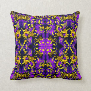 Yellow and Purple Abstract Pattern Cushion
