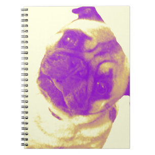 Yellow and purple artist-inspired pug print notebook