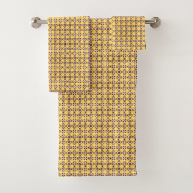 Yellow and Purple Bath Towel Set (Insitu)