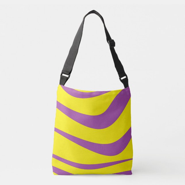 Yellow and Purple Cross Body Bag Colourful Tote Ba (Front)