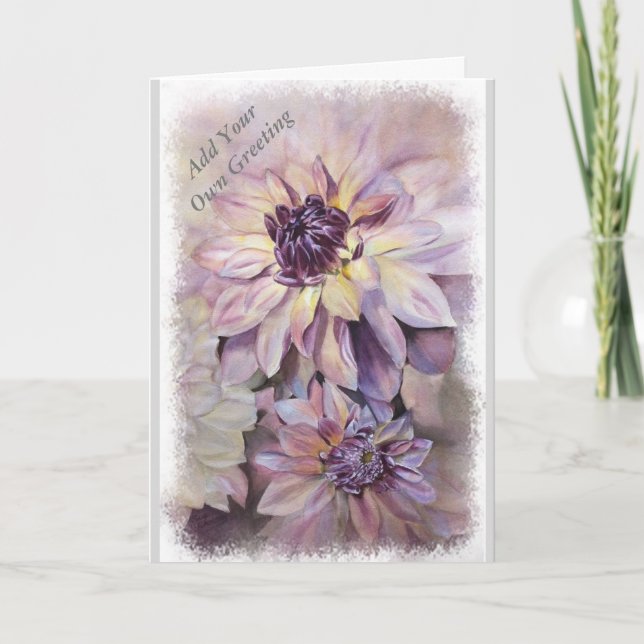 YELLOW AND PURPLE DAHLIAS ENCOURAGING CARD (Front)