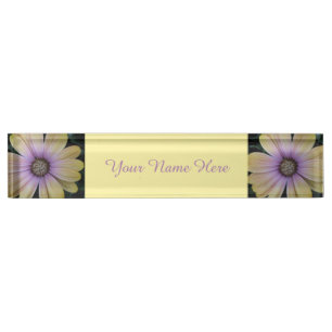 Yellow and Purple Daisy Flower Nameplate