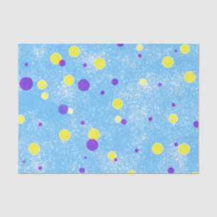 Yellow and Purple Dots on Blue Sponge Background Tissue Paper
