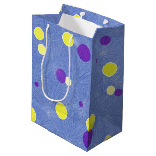 Yellow and Purple Dots on Medium Blue Background Gift Bag