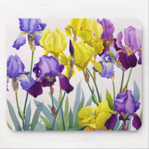 Yellow and Purple Irises Mouse Mat