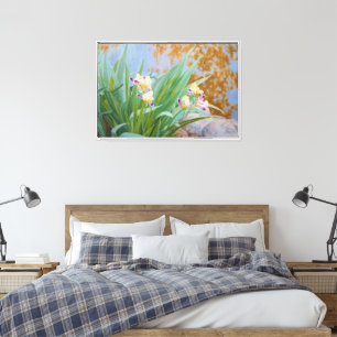 Yellow and Purple Irises with Golden Light Canvas Print