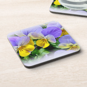 Yellow and Purple Pansies Coaster