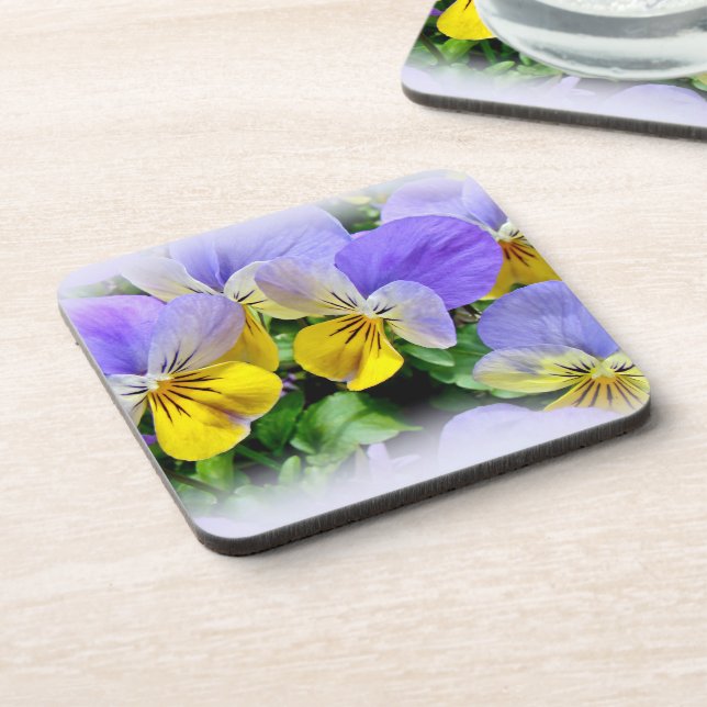 Yellow and Purple Pansies Coaster (Left Side)