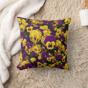 Yellow and Purple Pansies Cushion