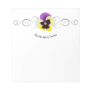Yellow and Purple Pansy Personalised Notepad