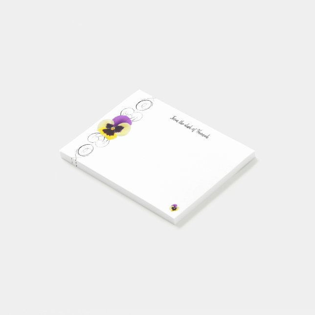 Yellow and Purple Pansy Personalised Notes (Angled)