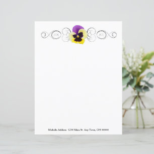 Yellow and Purple Pansy Personalised Paper Sheet