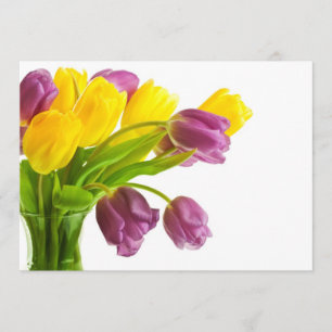 Yellow and Purple Tulips Background Customised Invitation