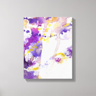 yellow and purple watercolor background canvas print