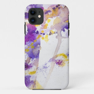 yellow and purple watercolor background iPhone 11 case