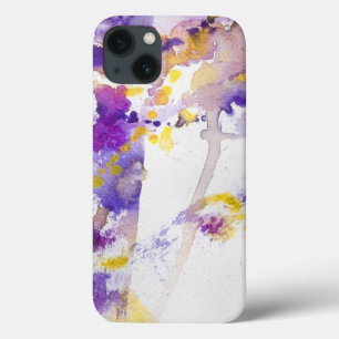 yellow and purple watercolor background iPhone 13 case