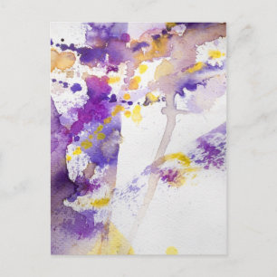 yellow and purple watercolor background postcard