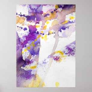yellow and purple watercolor background poster