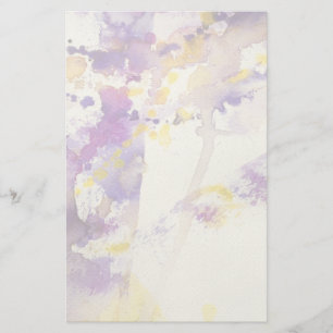 yellow and purple watercolor background stationery