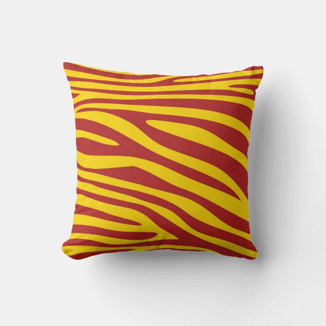 Yellow and Red Animal print skin of Zebra Cushion (Front)