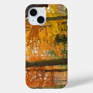 Yellow and Red Autumn Trees and Leaves iPhone 15 Case