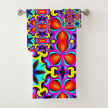 Yellow and Red Bath Towel Set