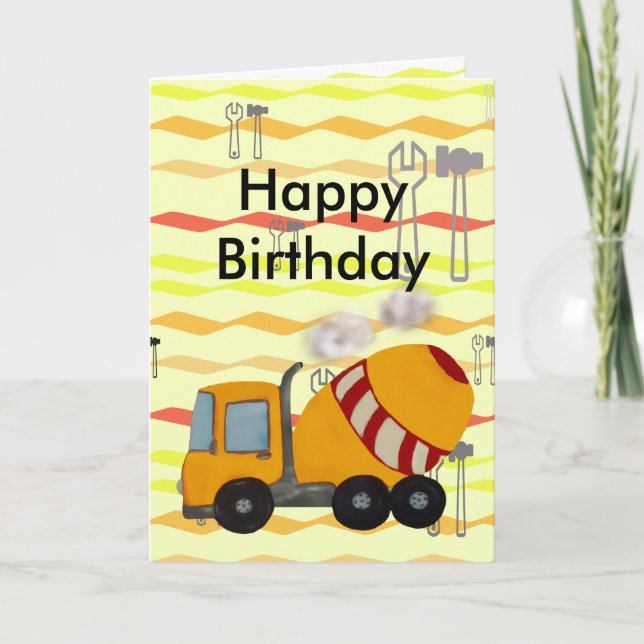 Yellow and red concrete mixer card (Front)