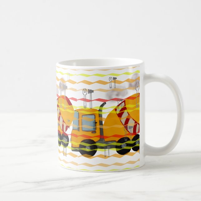 Yellow and red concrete mixer coffee mug (Right)