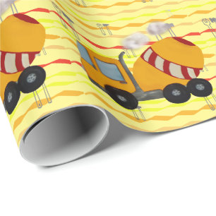 Yellow and red concrete mixer wrapping paper