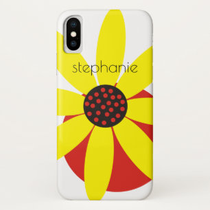 Yellow and red daisy flower and name floral iPhone x case