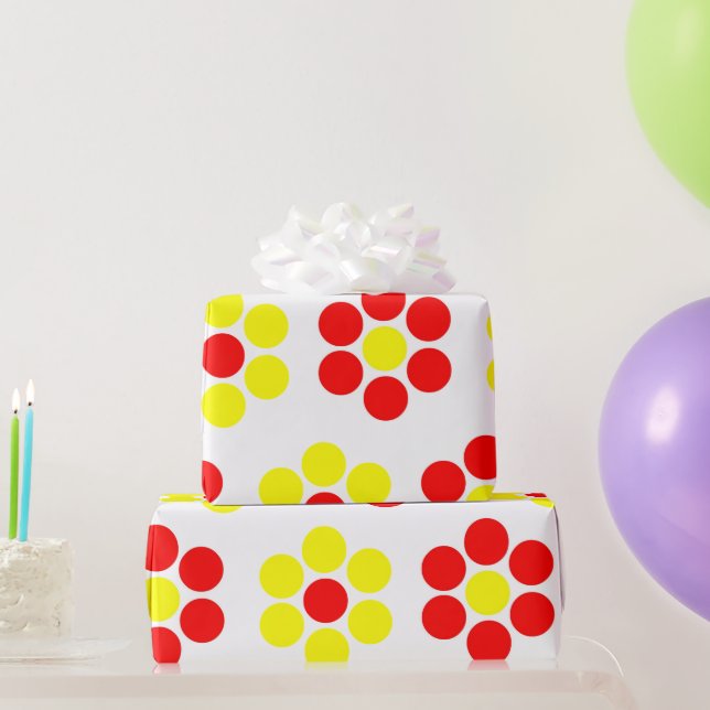 Yellow and Red Floral Minimal Simple Wrapping Paper (Party Gifts)