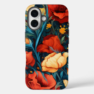 Yellow and Red Flowers Botanical Print iPhone 16 Case