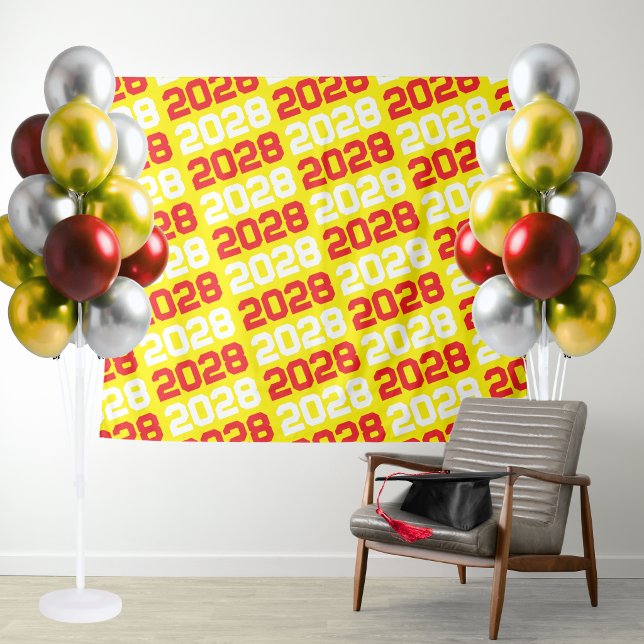 Yellow and Red Graduation Class Year Backdrop Tapestry (Red and Yellow Graduation Repeating Class Year Backdrop)