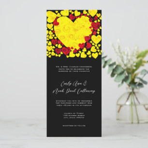 Yellow and Red Heart Roses Wedding Invitation