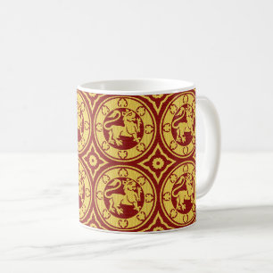 Yellow and Red Mediaeval Lions Mug