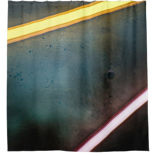 Yellow and red metal bar shower curtain (Front)