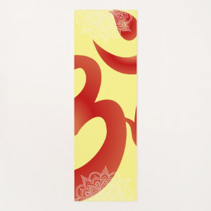 Yellow and Red Om Mandala Yoga Mat