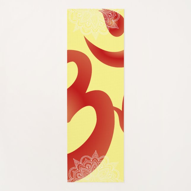 Yellow and Red Om Mandala Yoga Mat (Front)