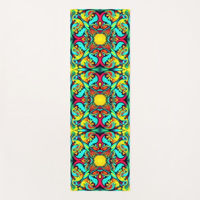 Yellow and Red Patterned Yoga Mat (Front)
