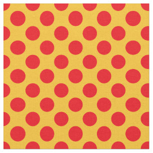 Yellow and Red Polka Dot Fabric