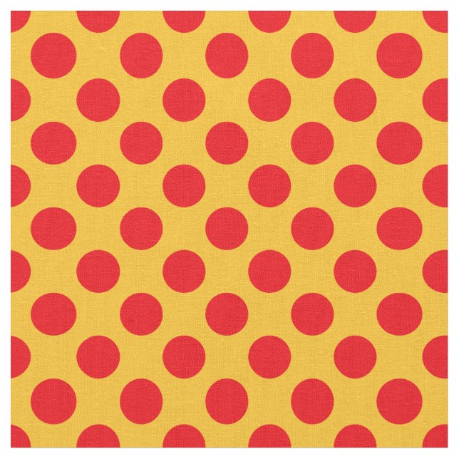 Yellow and Red Polka Dot Fabric (Close Up)