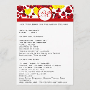 Yellow and Red Roses Wedding Program Programme