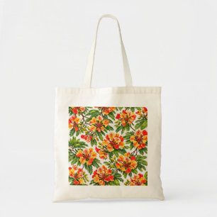 Yellow and Red Royal Poinciana Floral Botanical Tote Bag
