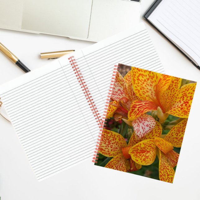 Yellow and Red Speckled Canna Lily Floral Notebook (In Situ)