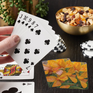 Yellow and Red Speckled Canna Lily Floral Playing Cards