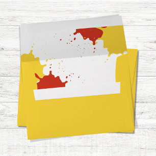 Yellow and Red Splatter Return Address Envelope