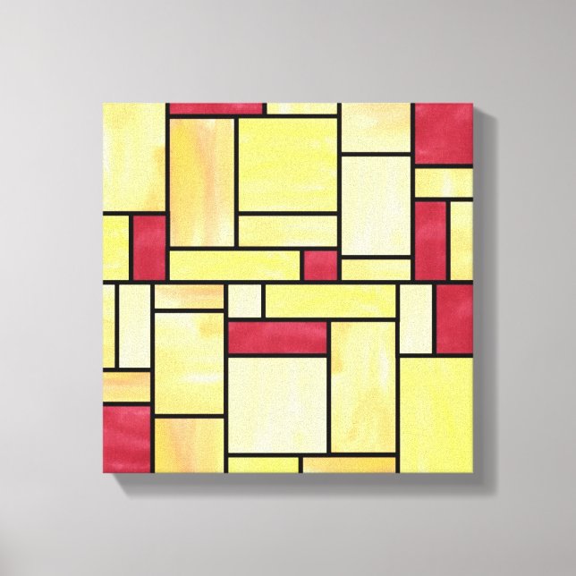 Yellow and Red Stained Glass (12x12) Canvas (Front)