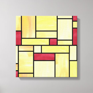 Yellow and Red Stained Glass (12x12) Canvas